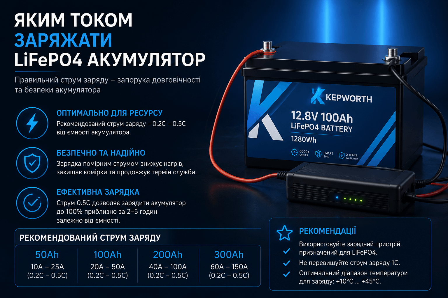 Яким струмом заряджати акумулятор LiFePO4