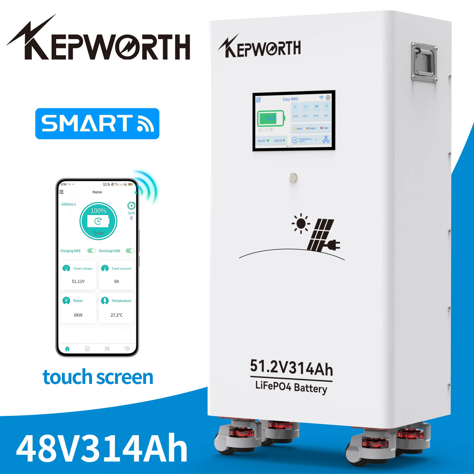 Акумулятор Kepworth LiFePO4 51.2V/314AH (16000W*h) Display 51.2V 314Ah купити в Україні