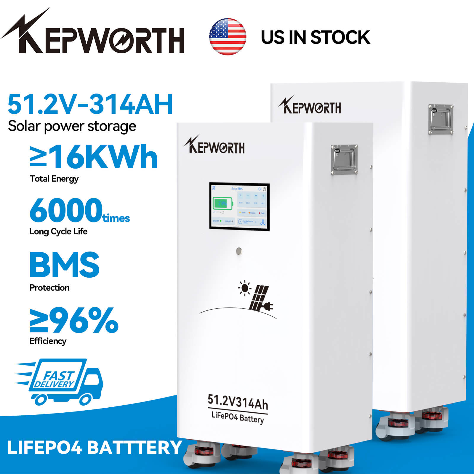 Акумулятор Kepworth LiFePO4 51.2V/314AH (16000W*h) Display 51.2V 314Ah купити в Україні