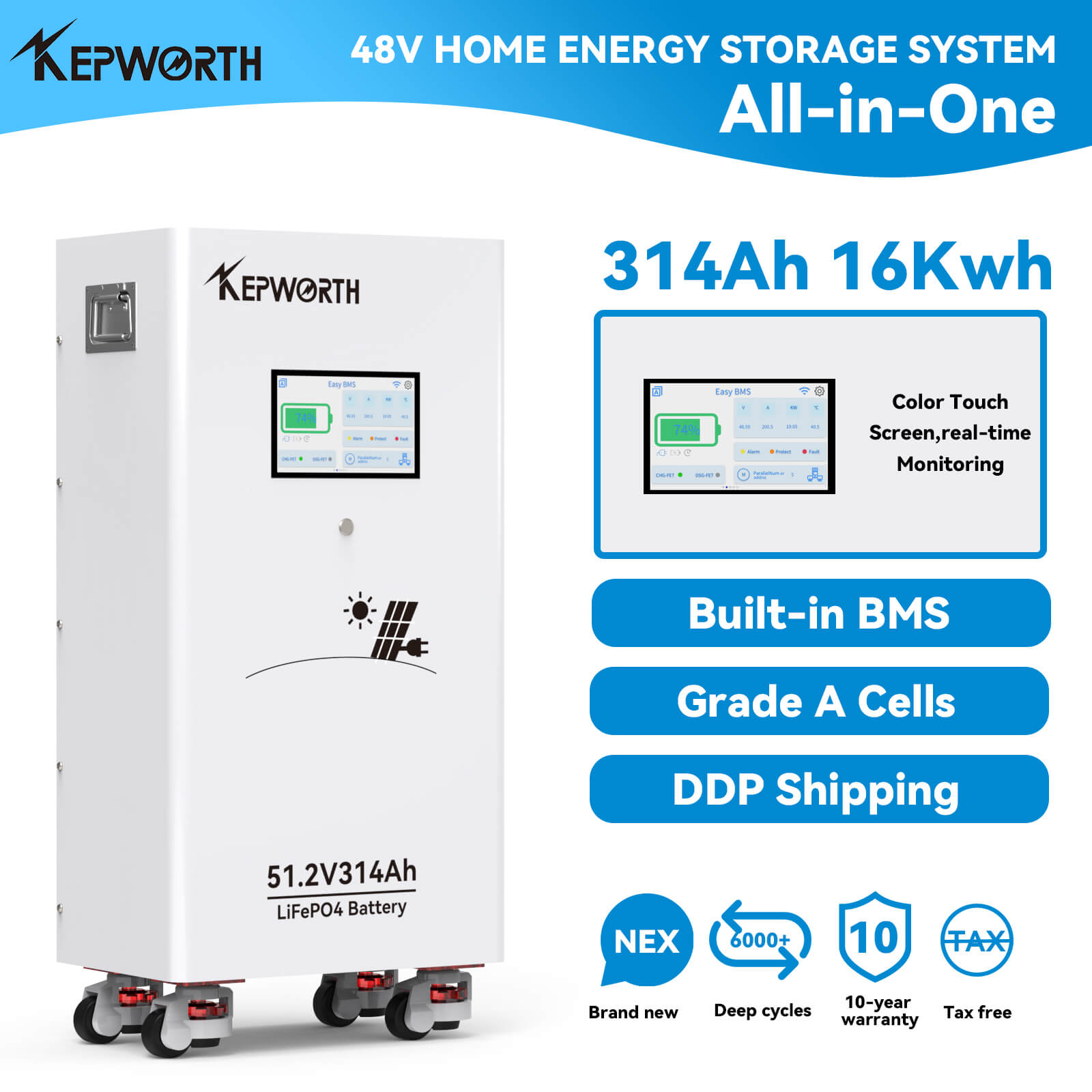 Акумулятор Kepworth LiFePO4 51.2V/314AH (16000W*h) Display 51.2V 314Ah купити в Україні
