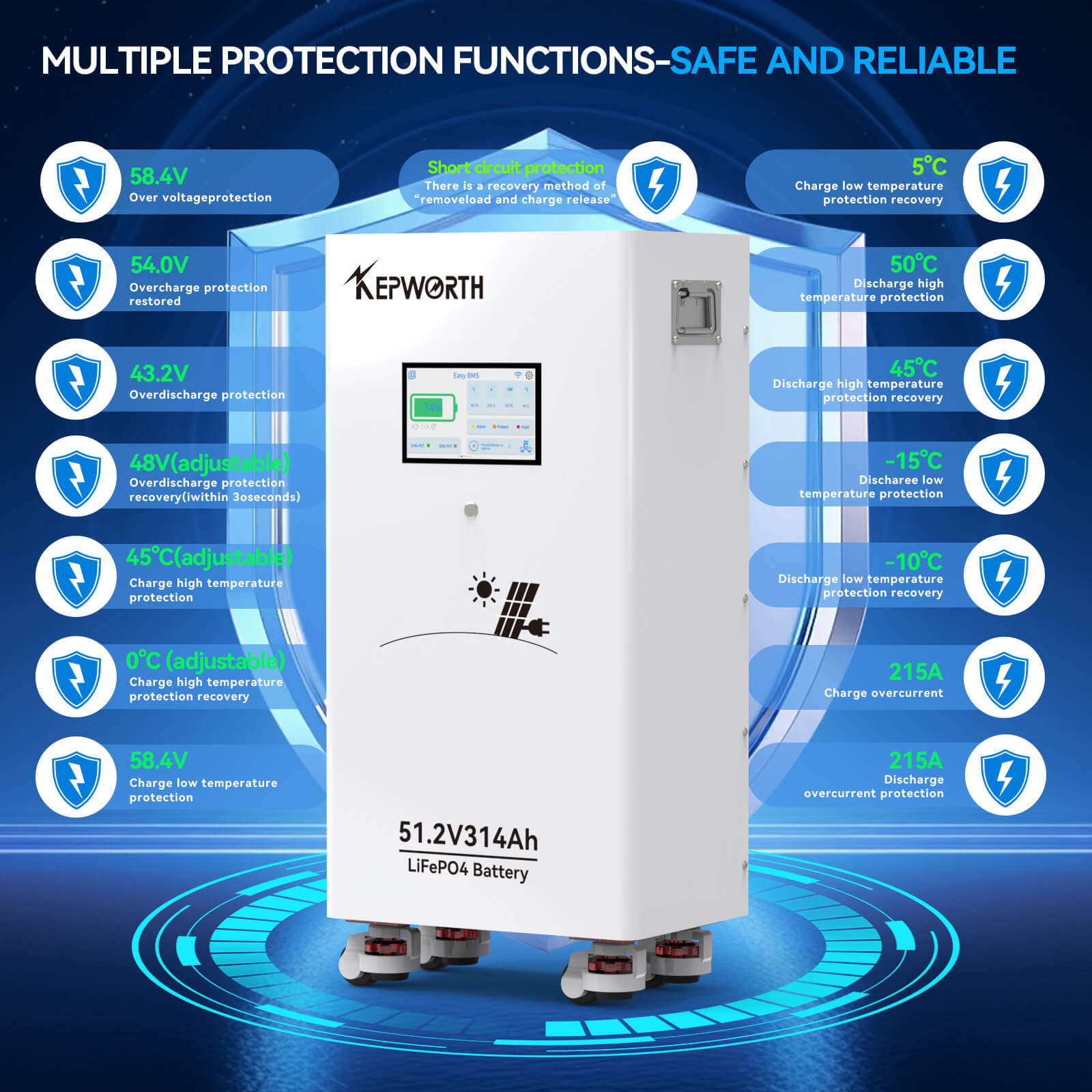 Акумулятор Kepworth LiFePO4 51.2V/314AH (16000W*h) Display 51.2V 314Ah купити в Україні