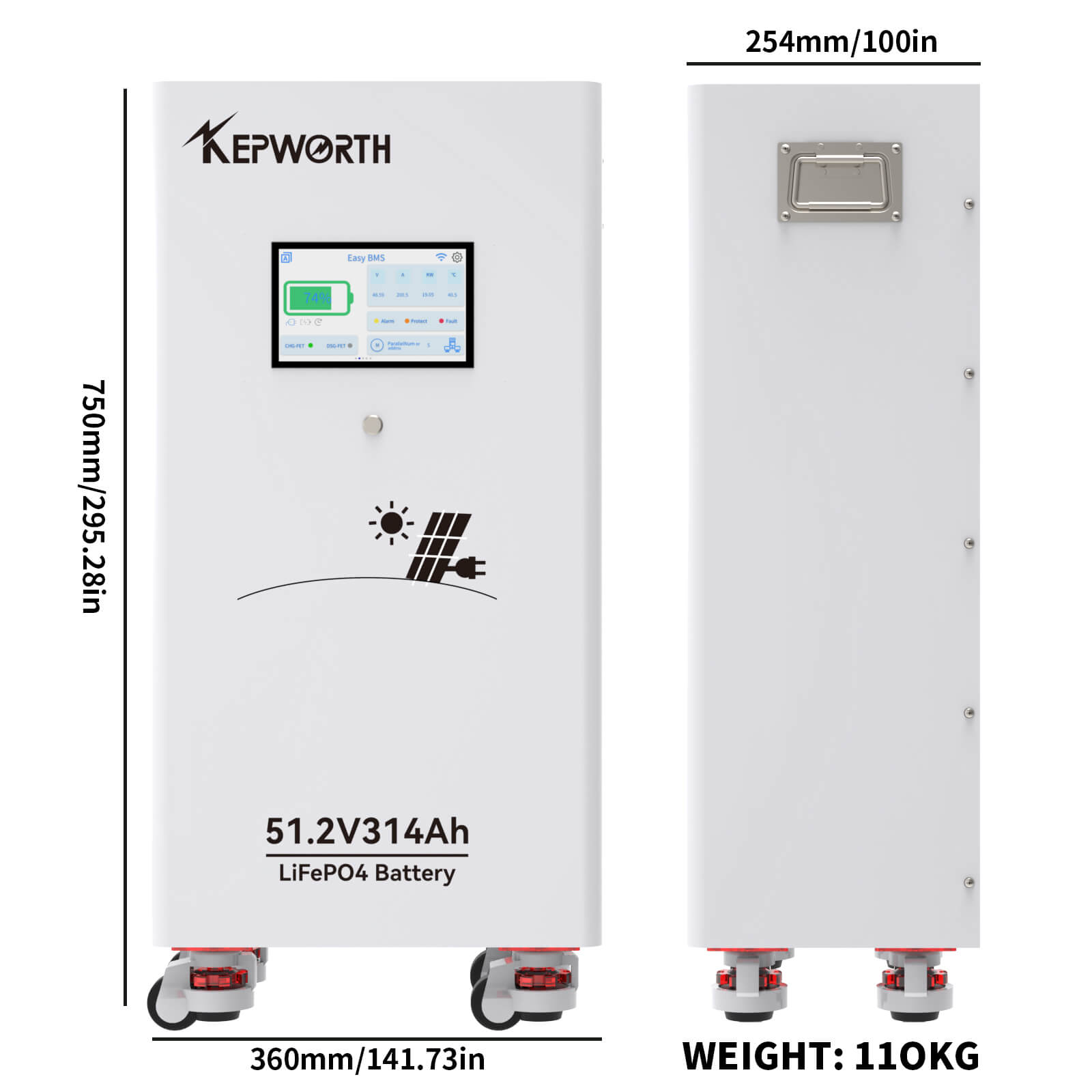 Акумулятор Kepworth LiFePO4 51.2V/314AH (16000W*h) Display 51.2V 314Ah купити в Україні