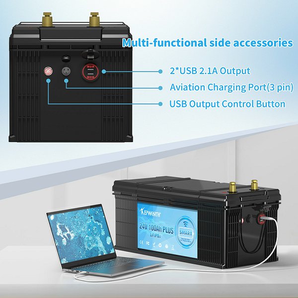 Акумулятор Kepworth LiFePO4 24V/100AH (2400W*h) Bluetooth 25.6V 100Ah купити в Україні