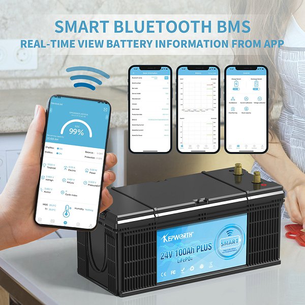 Акумулятор Kepworth LiFePO4 24V/100AH (2400W*h) Bluetooth 25.6V 100Ah купити в Україні