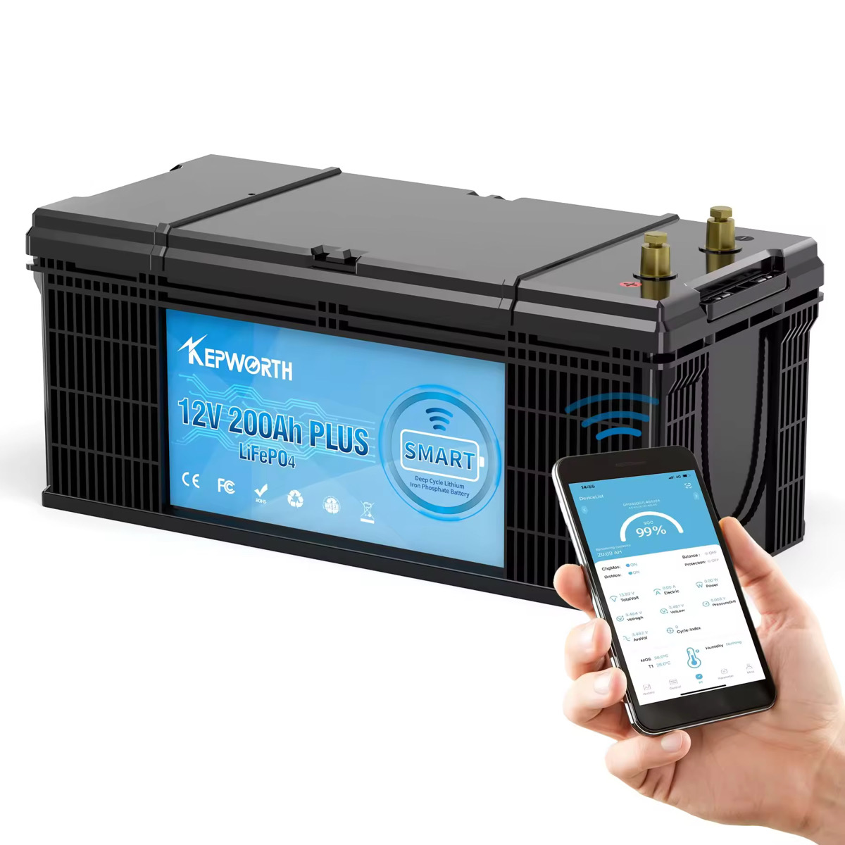 Акумулятор Kepworth LiFePO4 12V/200AH (2560W*h) Bluetooth 200Ah купити в Україні