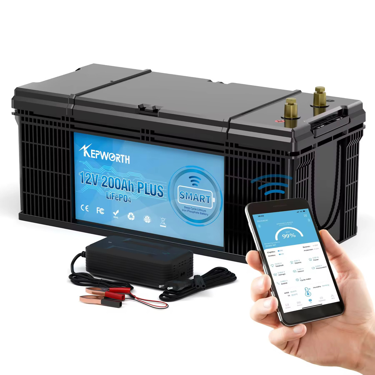 Акумулятор Kepworth LiFePO4 12V/200AH (2560W*h) Bluetooth 200Ah купити в Україні
