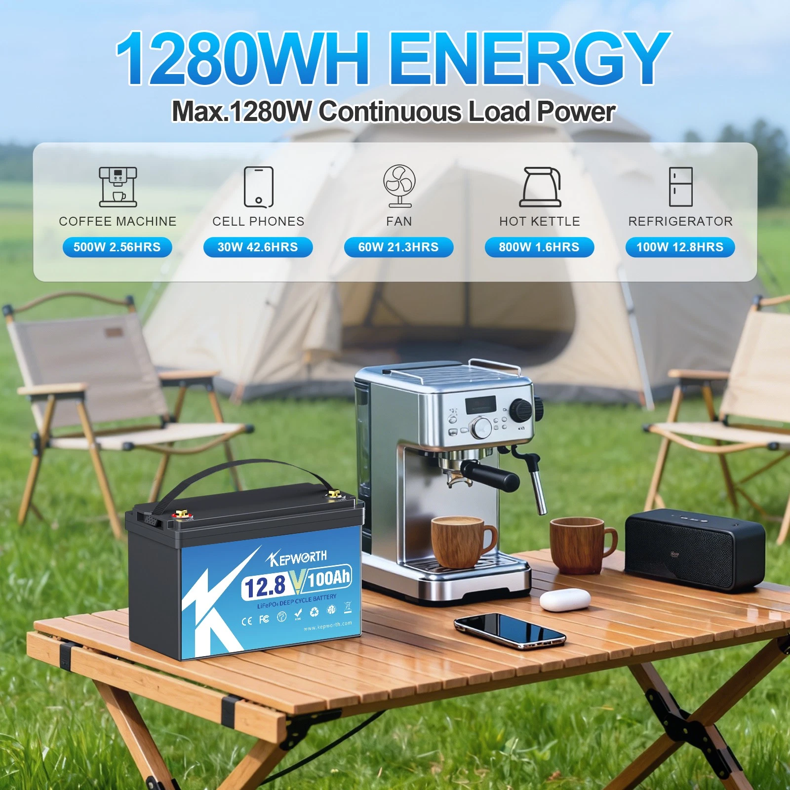 Акумулятор Kepworth LiFePO4 12V/100AH (1280W*h) 332mm без USB 100Ah купити в Україні