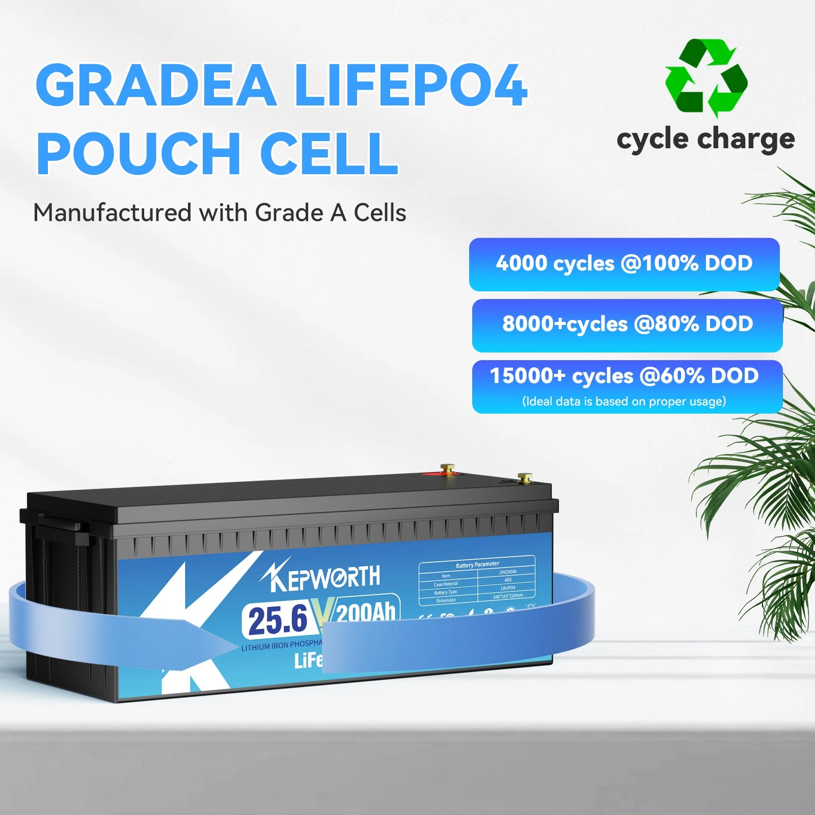 Акумулятор Kepworth LiFePO4 24V/200AH (5120W*h) 25.6V 200Ah купити в Україні