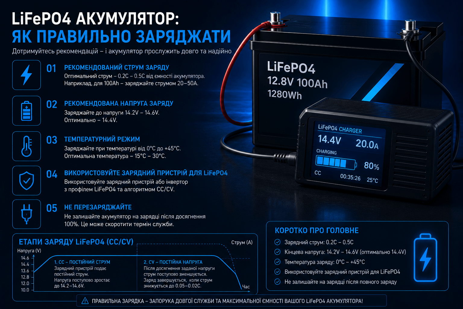 LiFePO4 акумулятор: як правильно заряджати