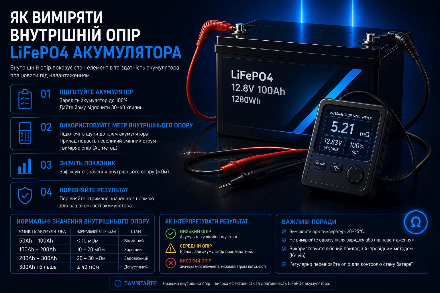 Як виміряти внутрішній опір акумулятора LiFePO4