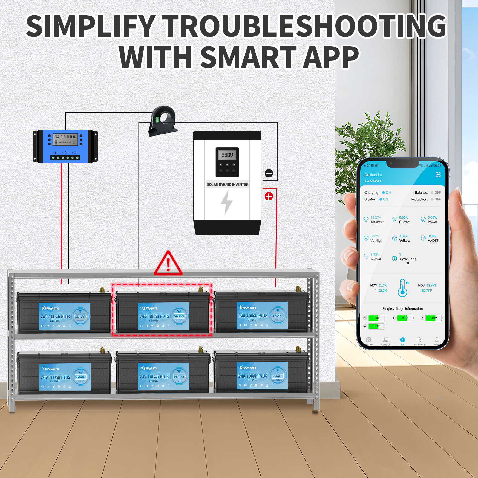 Акумулятор Kepworth LiFePO4 24V/100AH (2400W*h) Bluetooth 25.6V 100Ah купити в Україні