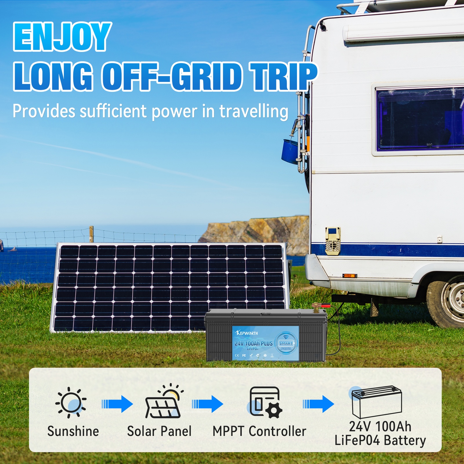 Акумулятор Kepworth LiFePO4 24V/100AH (2400W*h) Bluetooth 25.6V 100Ah купити в Україні