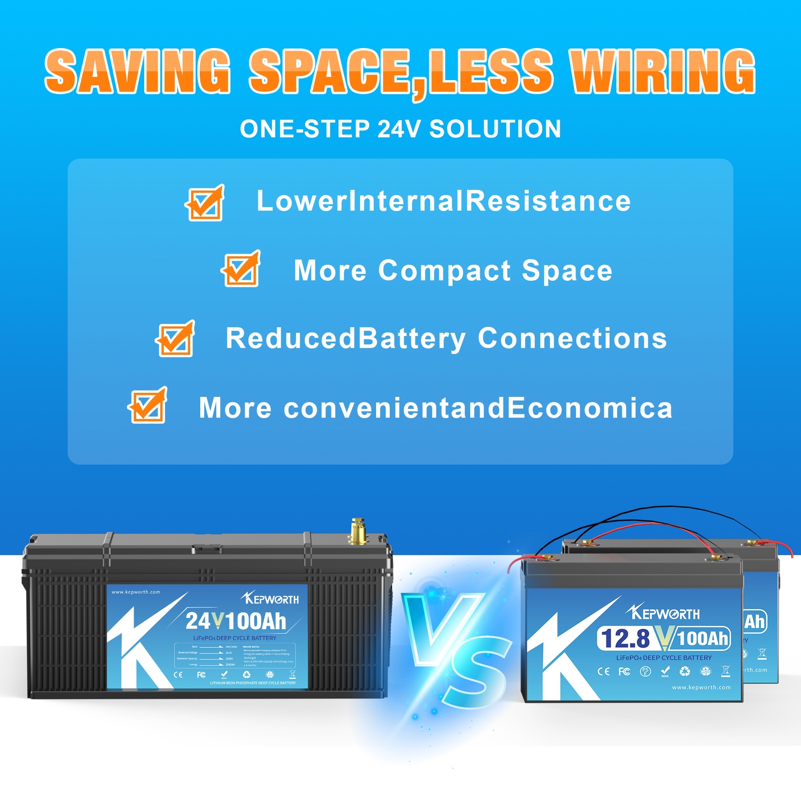 Акумулятор Kepworth LiFePO4 24V/100AH (2400W*h) Bluetooth 25.6V 100Ah купити в Україні
