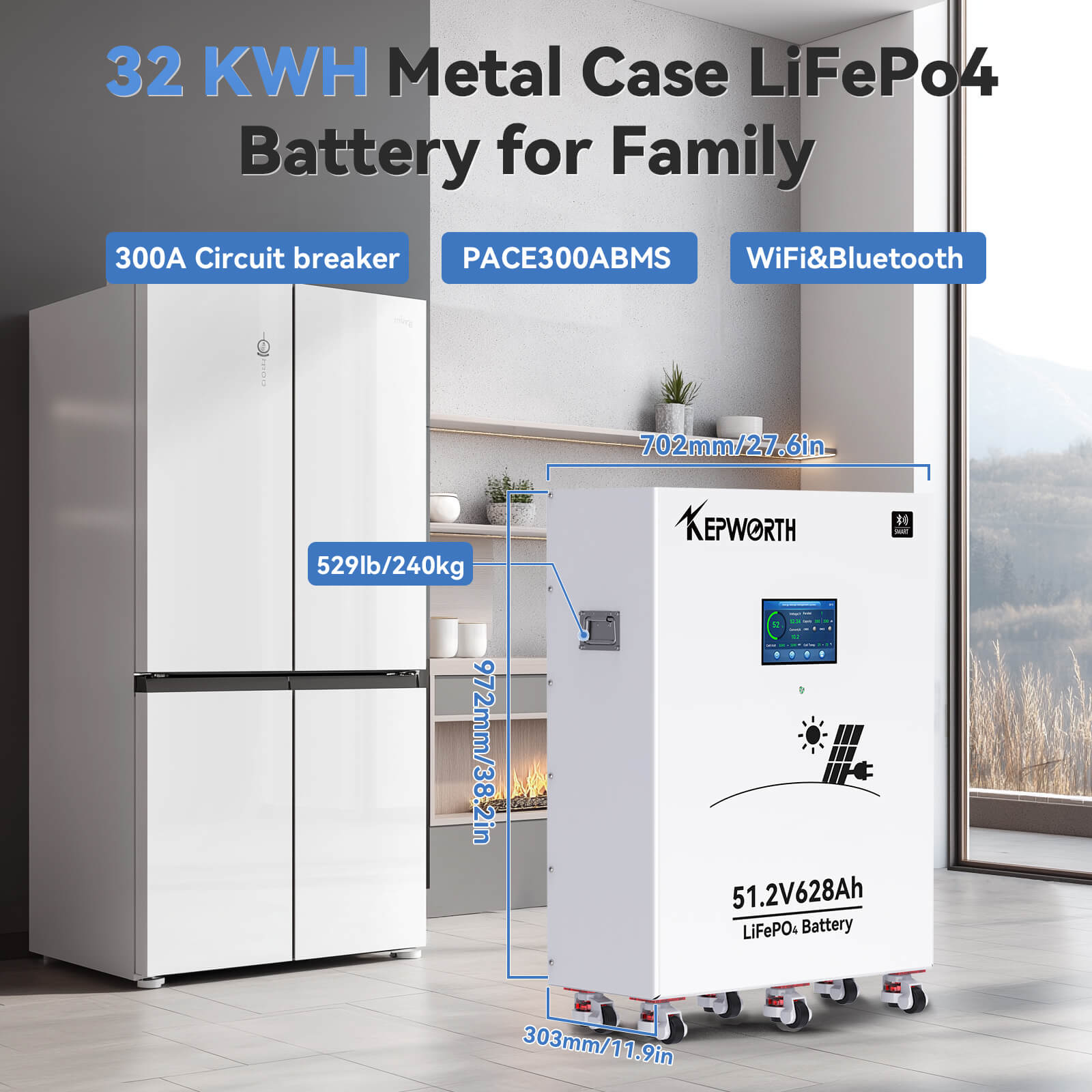 Акумулятор Kepworth LiFePO4 51.2V/628AH (32000W*h) Display 51.2V 628Ah купити в Україні