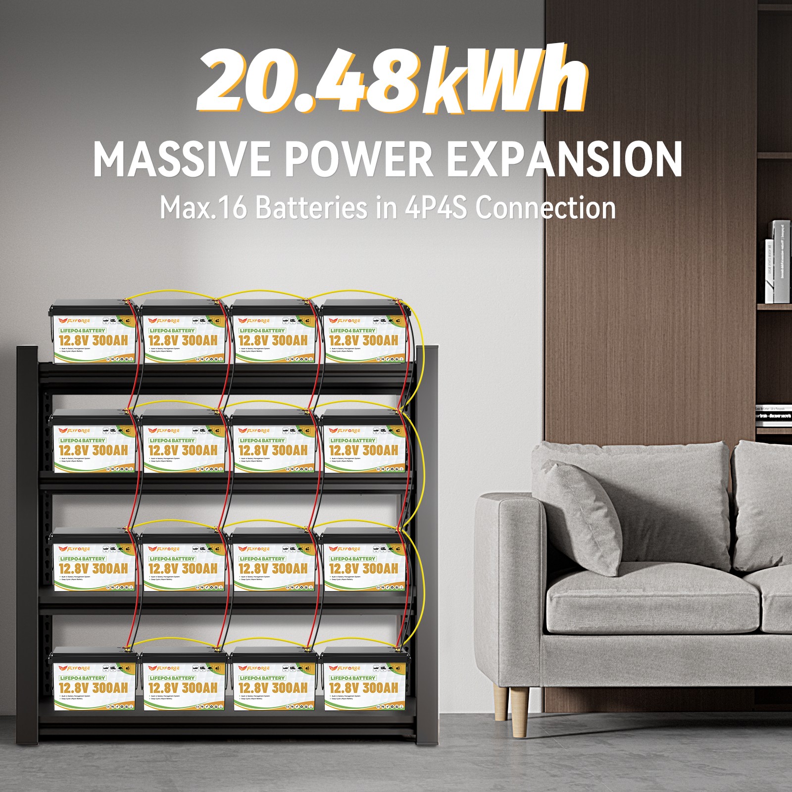Акумулятор FLYFOREE LiFePO4 12V/300AH (3840W*h) 12.8V 300Ah купити в Україні