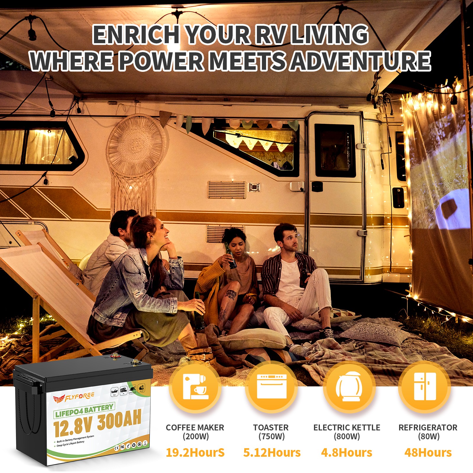 Акумулятор FLYFOREE LiFePO4 12V/300AH (3840W*h) 12.8V 300Ah купити в Україні