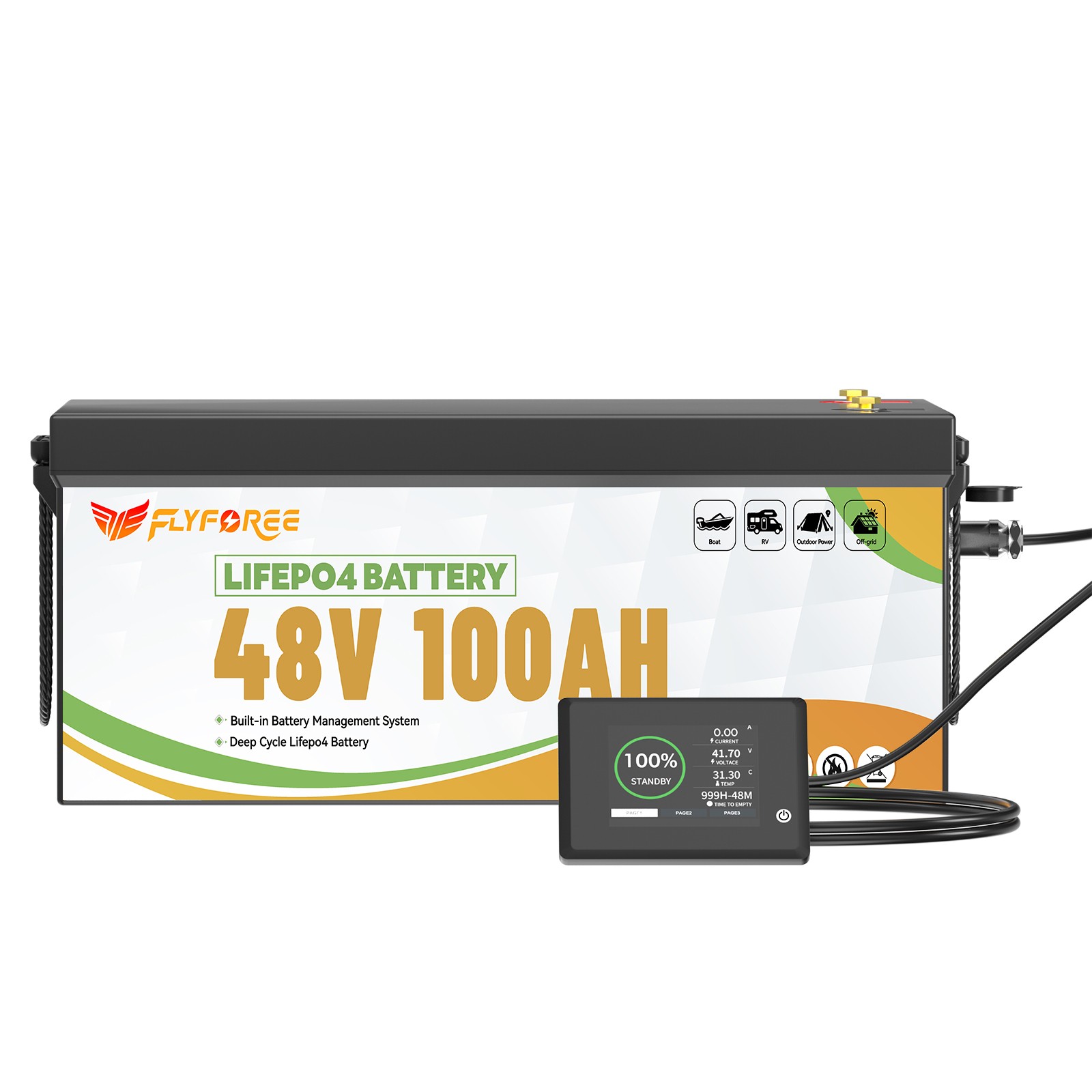 Акумулятор FLYFOREE LiFePO4 48V/100AH (5120W*h) Bluetooth Display 51.2V 100Ah купити в Україні