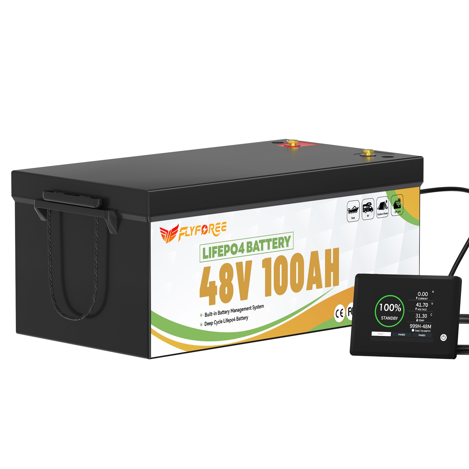 Акумулятор FLYFOREE LiFePO4 48V/100AH (5120W*h) Bluetooth Display 51.2V 100Ah купити в Україні