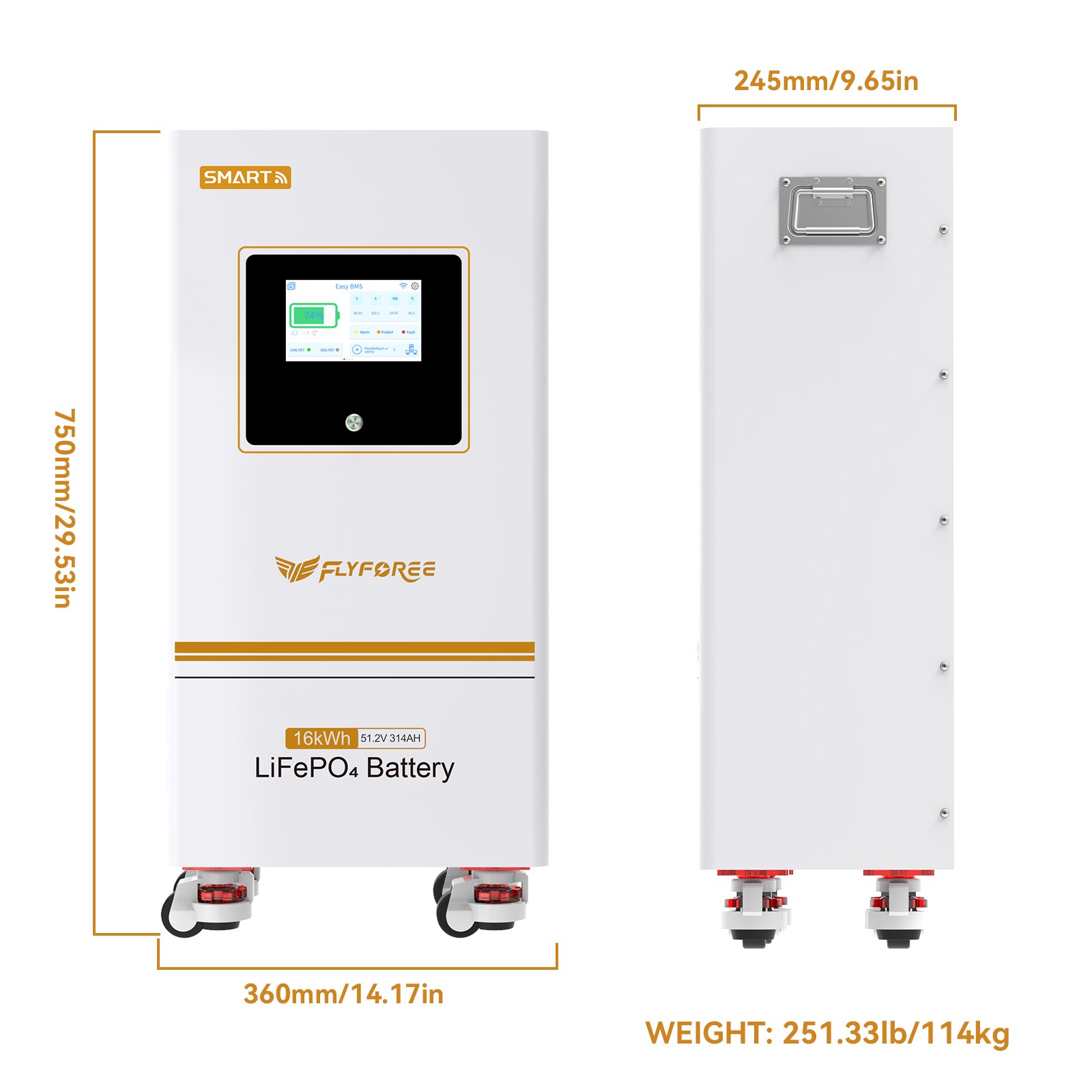 Акумулятор FLYFOREE LiFePO4 48V/314AH (16077W*h) Display 51.2V 314Ah купити в Україні