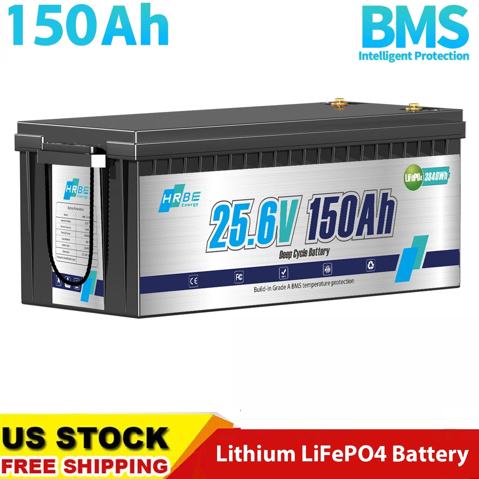 Акумулятор HRBE Energy LiFePO4 24V/150AH (3840W*h) 150Ah купити в Україні