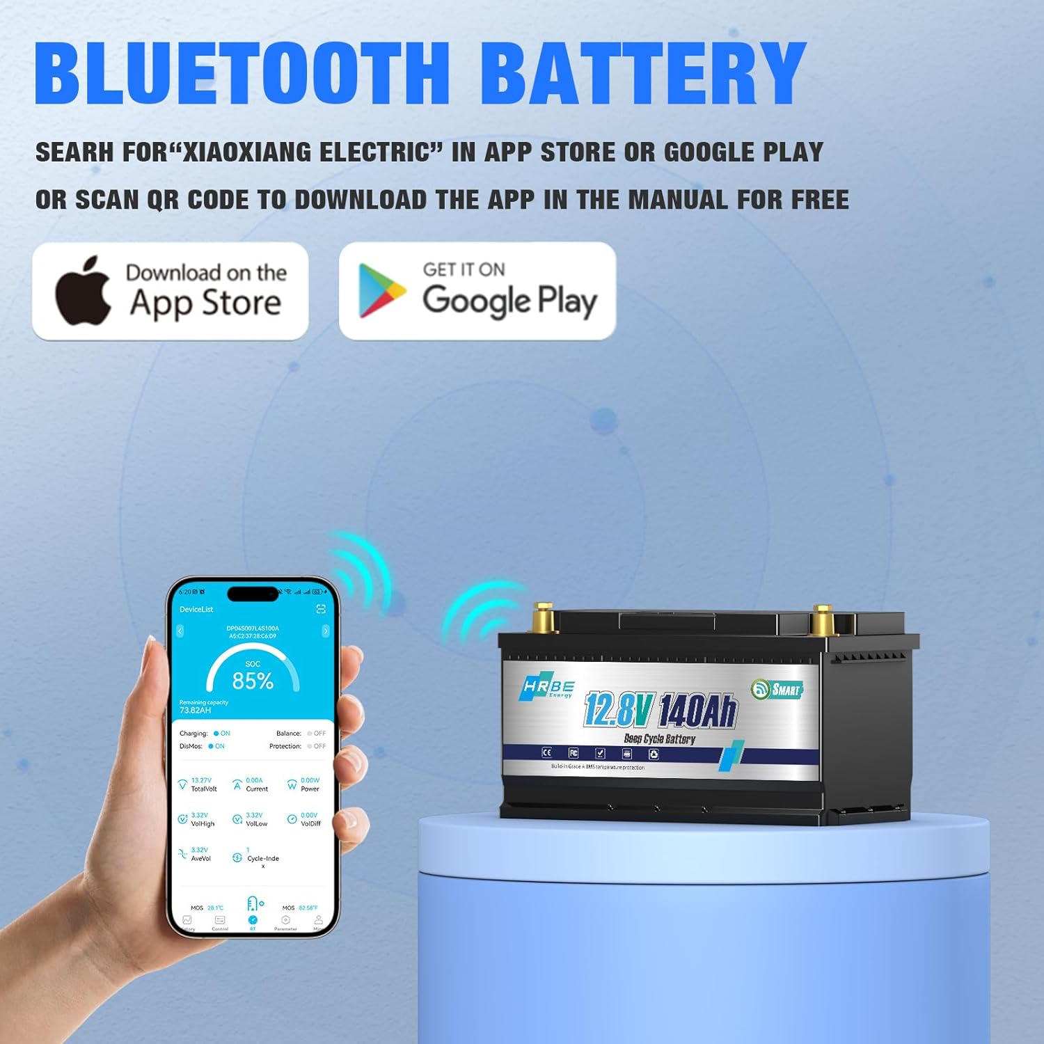 Акумулятор HRBE Energy LiFePO4 12V/140AH Bluetooth 140Ah купити в Україні