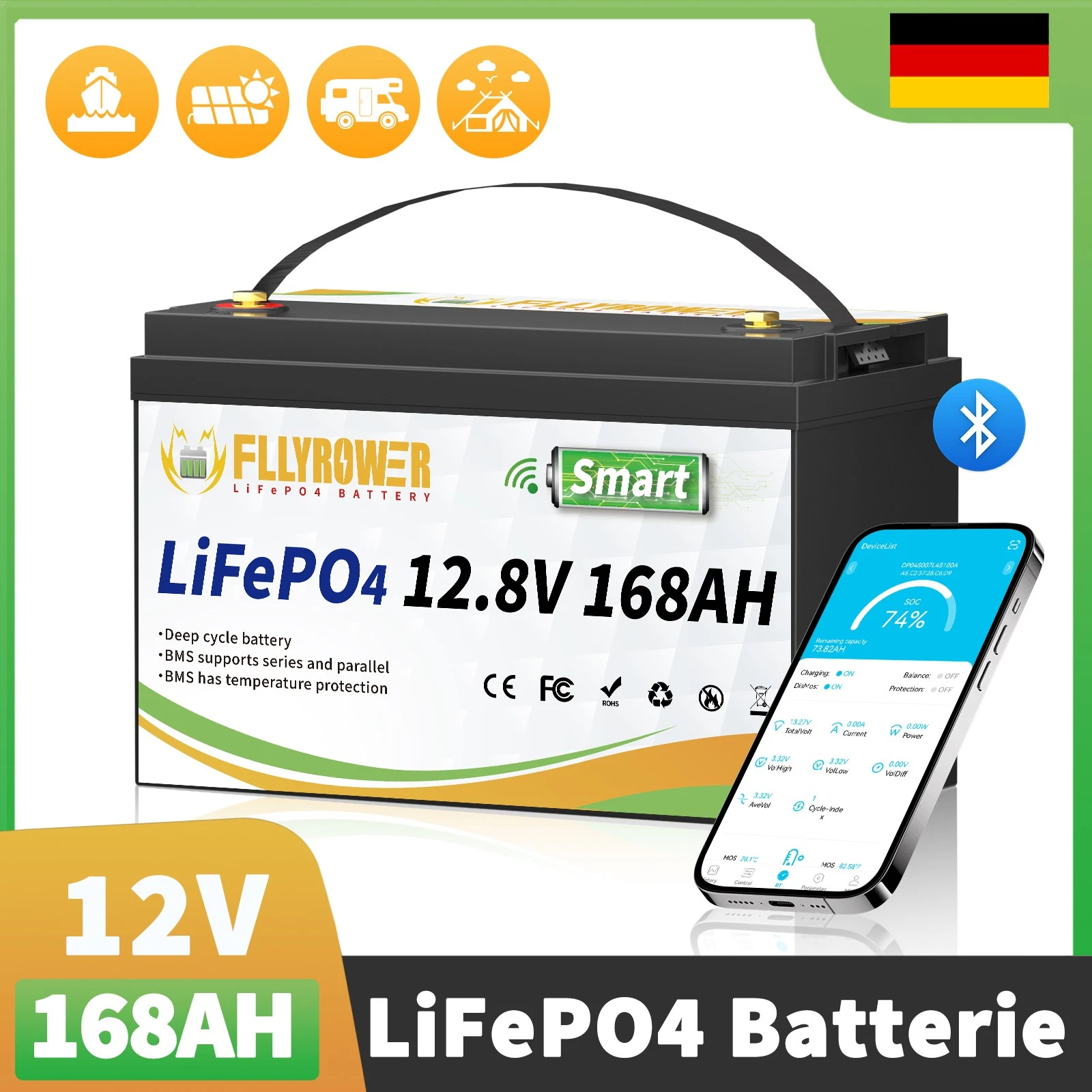 Акумулятор FLYFOREE LiFePO4 12V/168AH (2160W*h) 168Ah купити в Україні