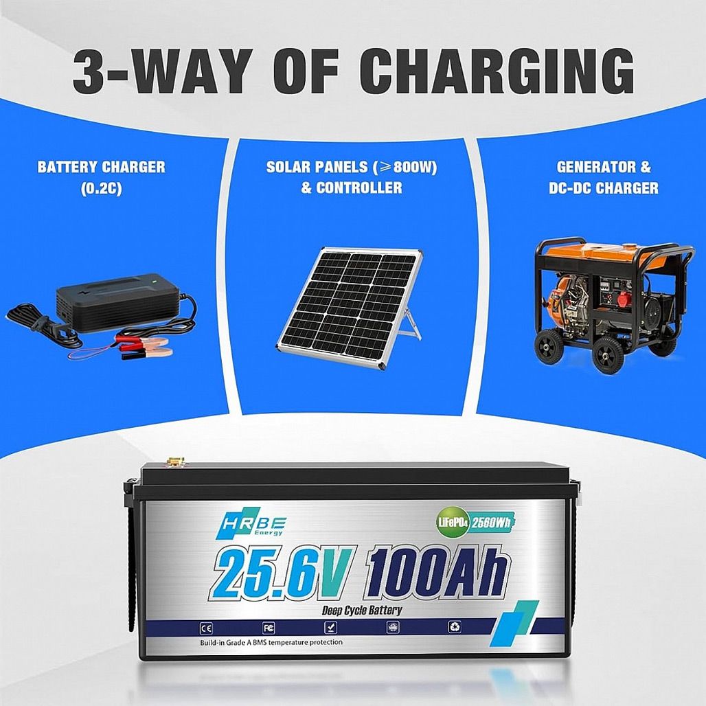 Акумулятор HRBE Energy LiFePO4 24V 100Ah (25.6V/100Ah/2560Wh) Bluetooth 100Ah купити в Україні