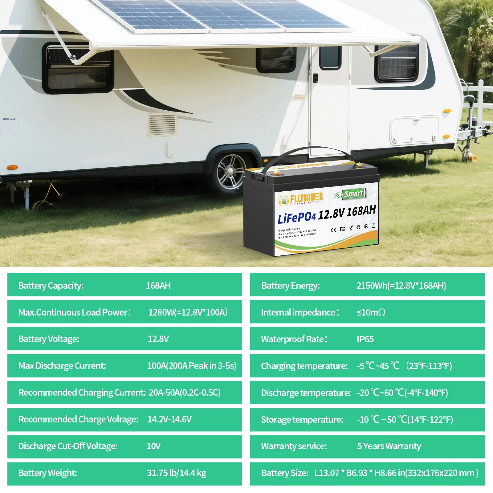 Акумулятор FLYFOREE LiFePO4 12V/168AH (2160W*h) 168Ah купити в Україні