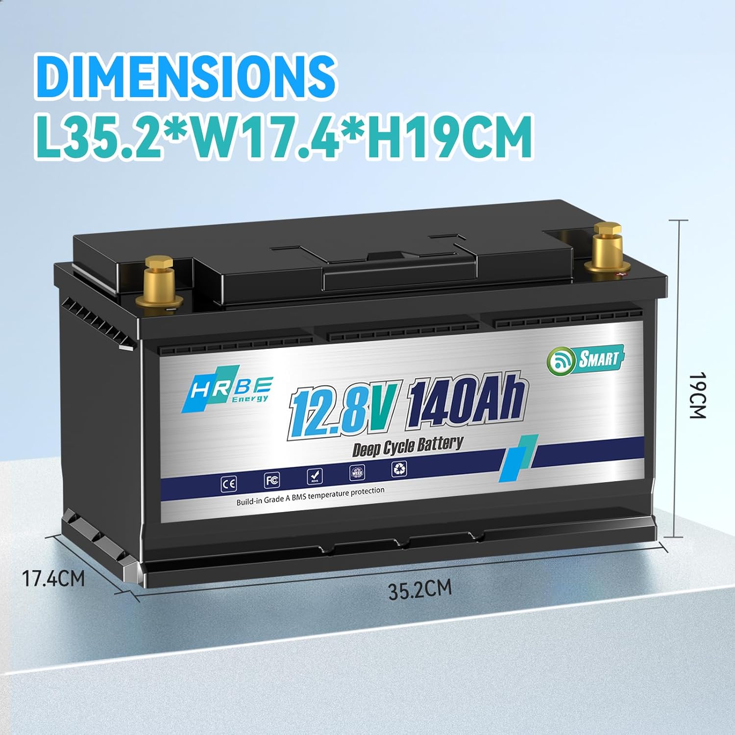 Акумулятор HRBE Energy LiFePO4 12V/140AH Bluetooth 140Ah купити в Україні