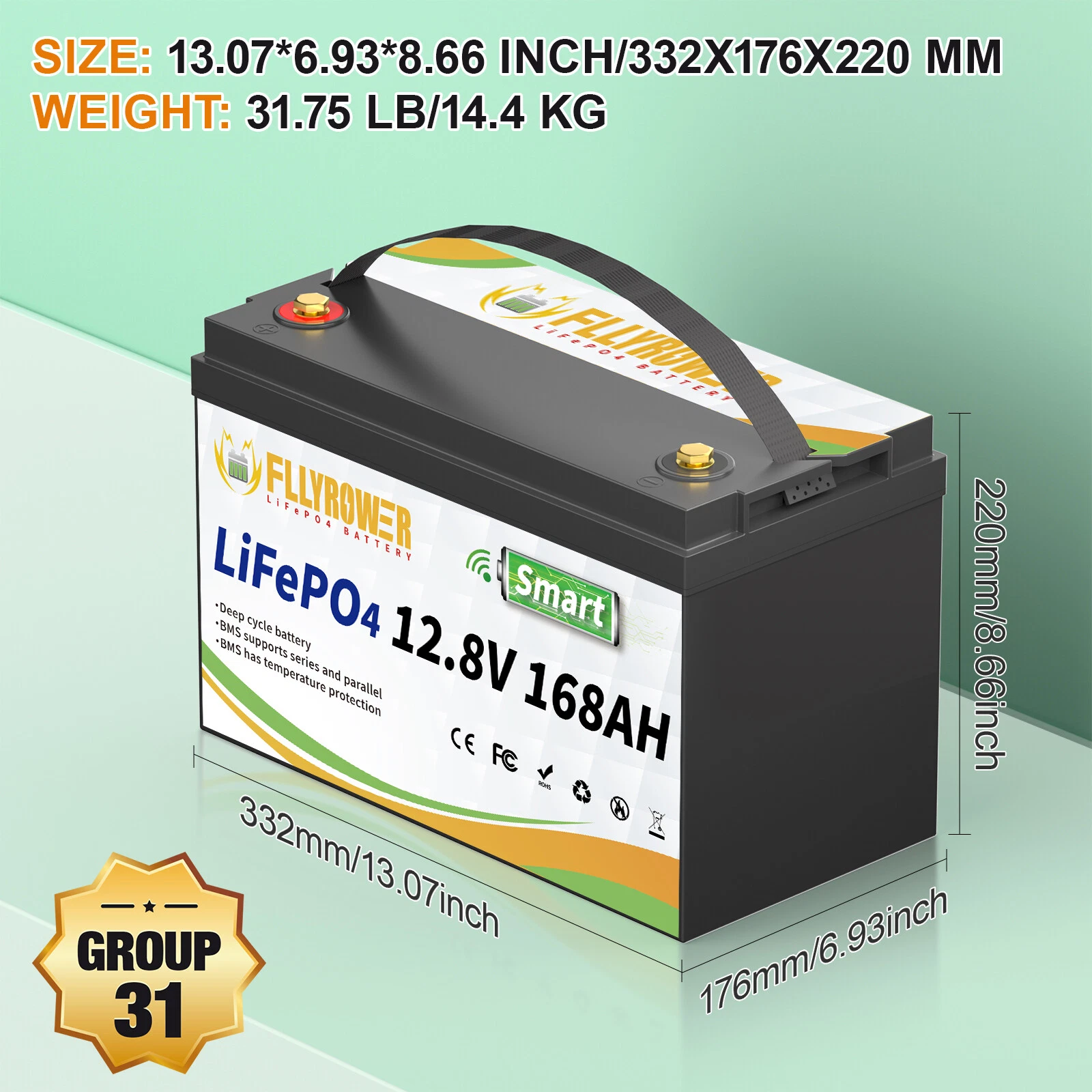 Акумулятор FLYFOREE LiFePO4 12V/168AH (2160W*h) 168Ah купити в Україні