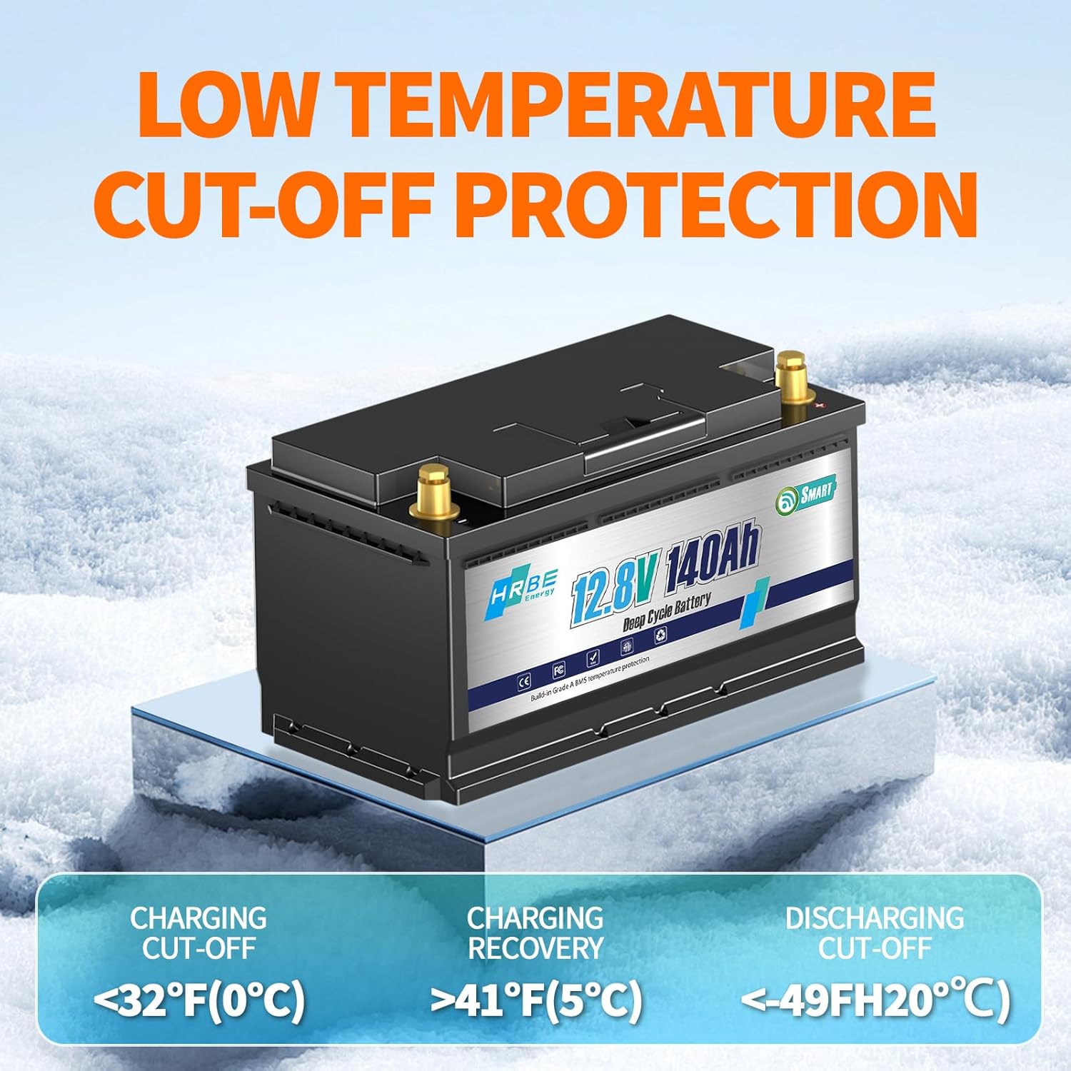 Акумулятор HRBE Energy LiFePO4 12V/140AH Bluetooth 140Ah купити в Україні