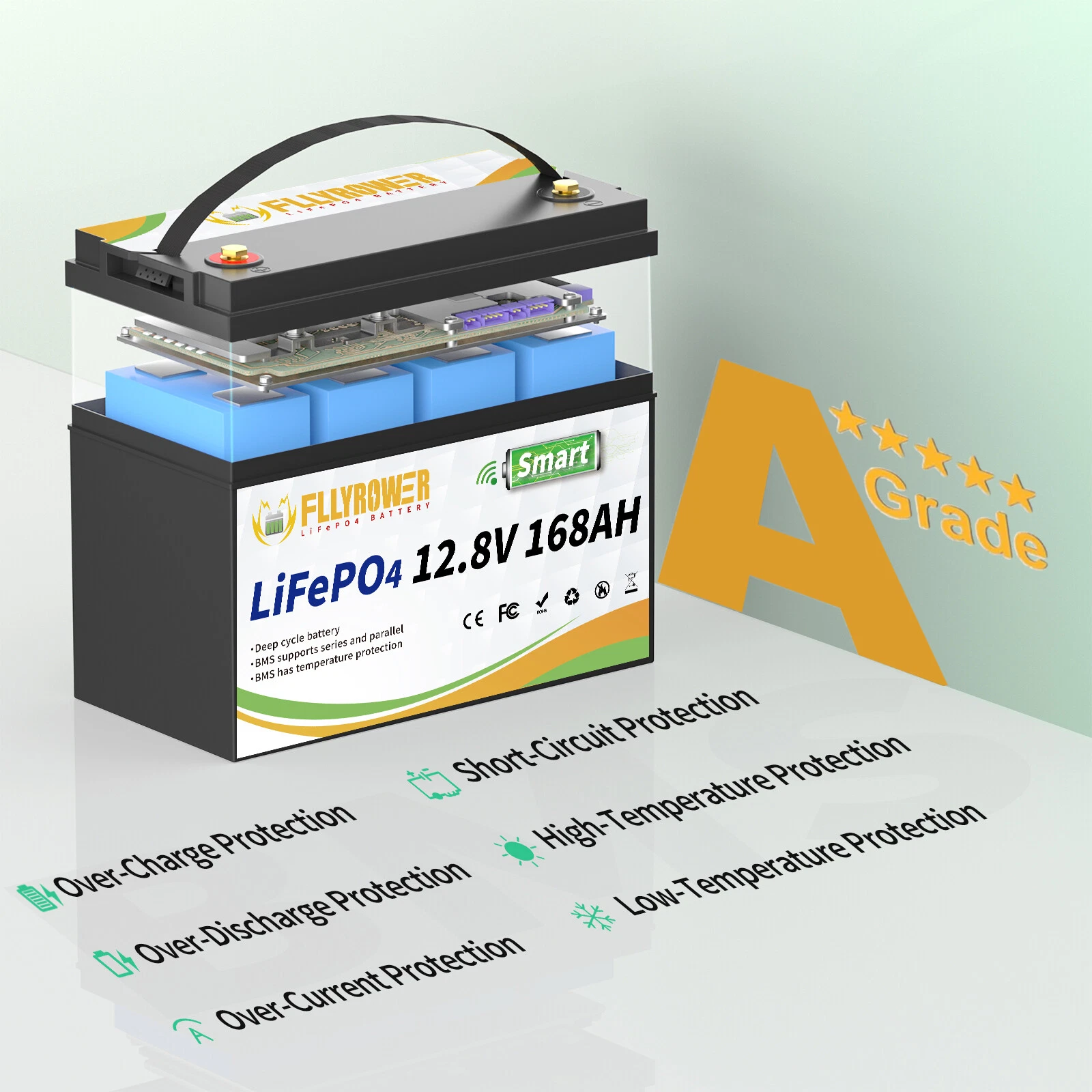 Акумулятор FLYFOREE LiFePO4 12V/168AH (2160W*h) 168Ah купити в Україні
