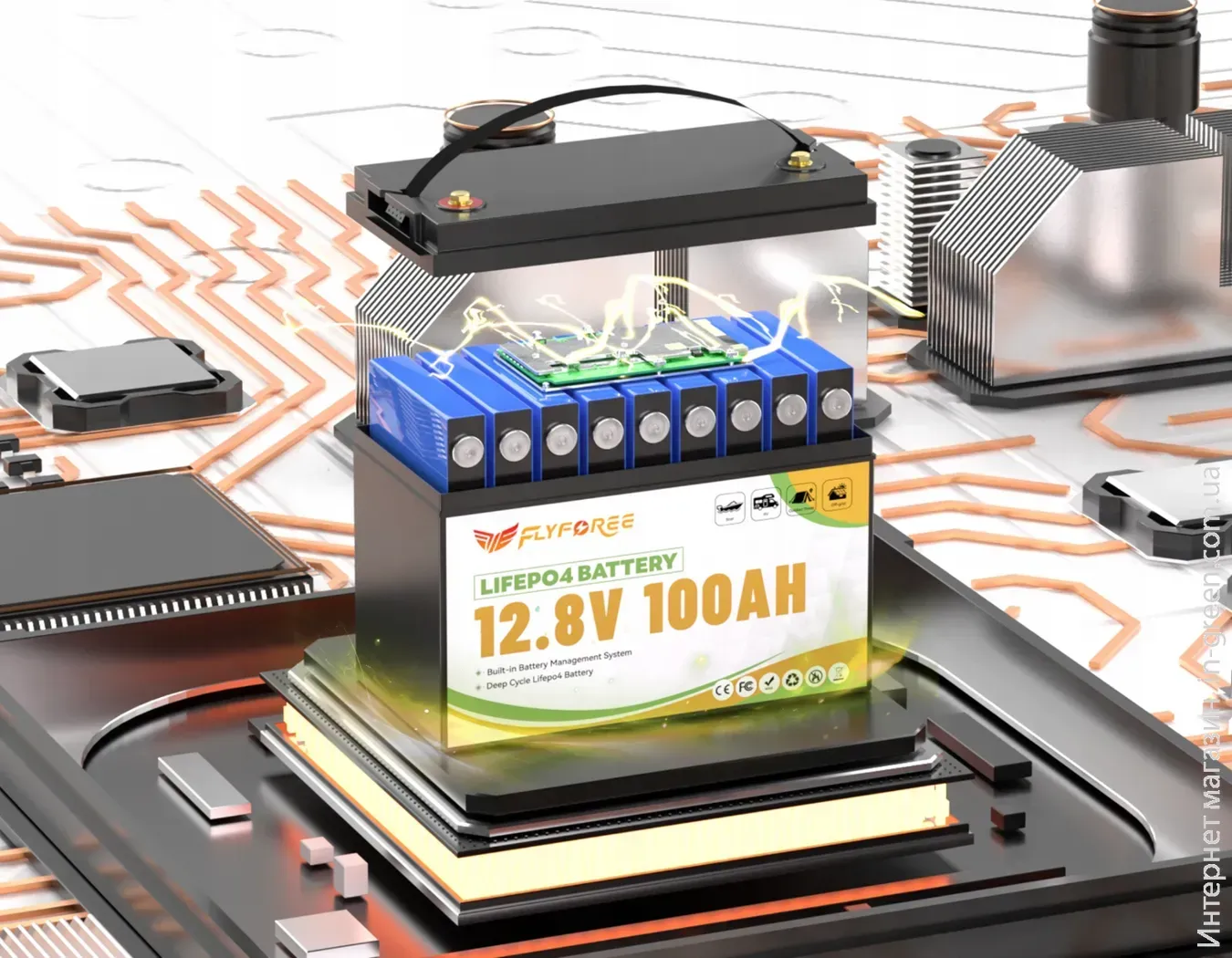Акумулятор FLYFOREE LiFePO4 12V/100AH (1280W*h) Bluetooth 100Ah купити в Україні