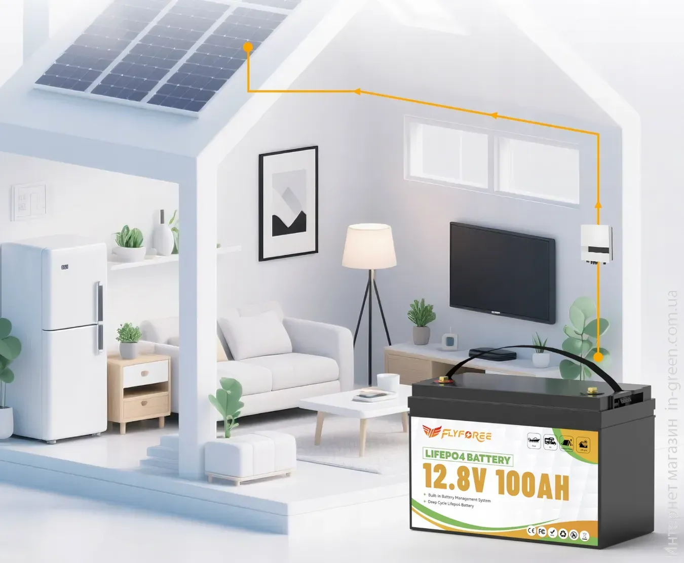 Акумулятор FLYFOREE LiFePO4 12V/100AH (1280W*h) Bluetooth 100Ah купити в Україні