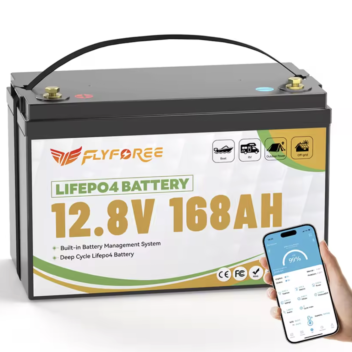 Акумулятор FLYFOREE LiFePO4 12V/168AH (2160W*h) 168Ah купити в Україні