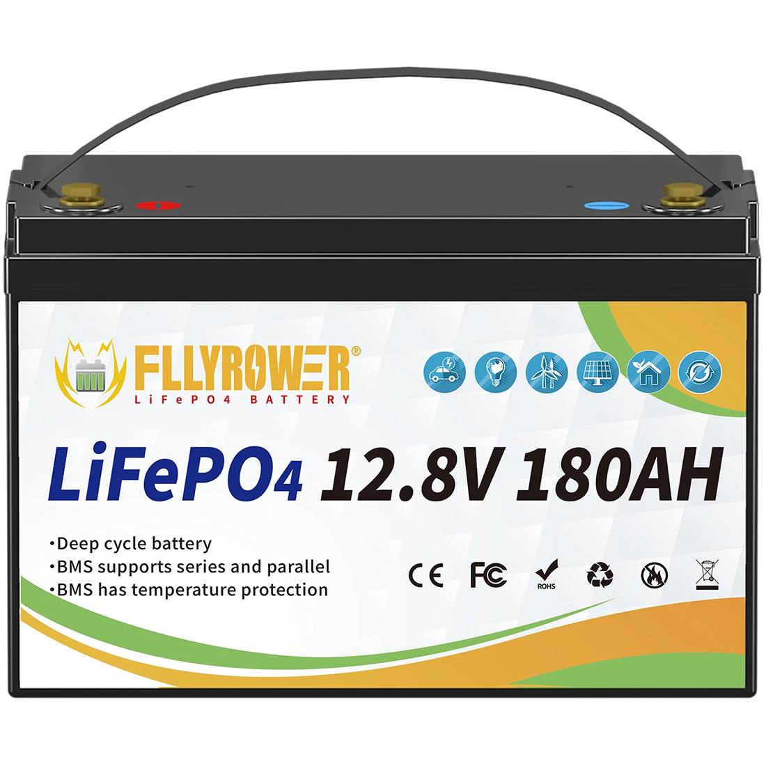 Акумулятор FLLYROWER LiFePO4 12V/180AH (2304W*h) 180Ah купити в Україні