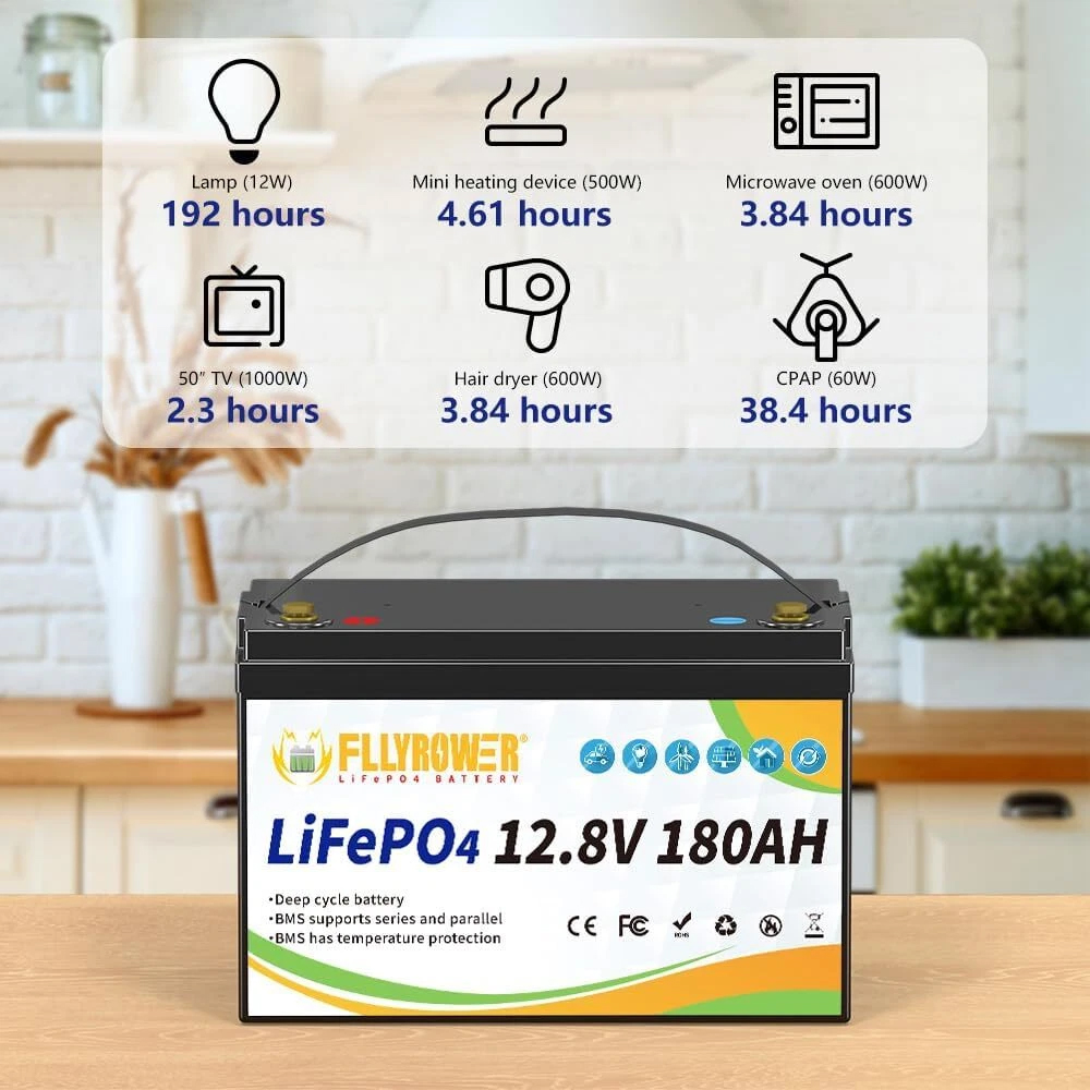 Акумулятор FLLYROWER LiFePO4 12V/180AH (2304W*h) 180Ah купити в Україні
