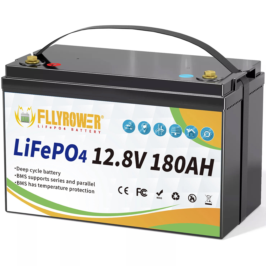 Акумулятор FLLYROWER LiFePO4 12V/180AH (2304W*h) 180Ah купити в Україні