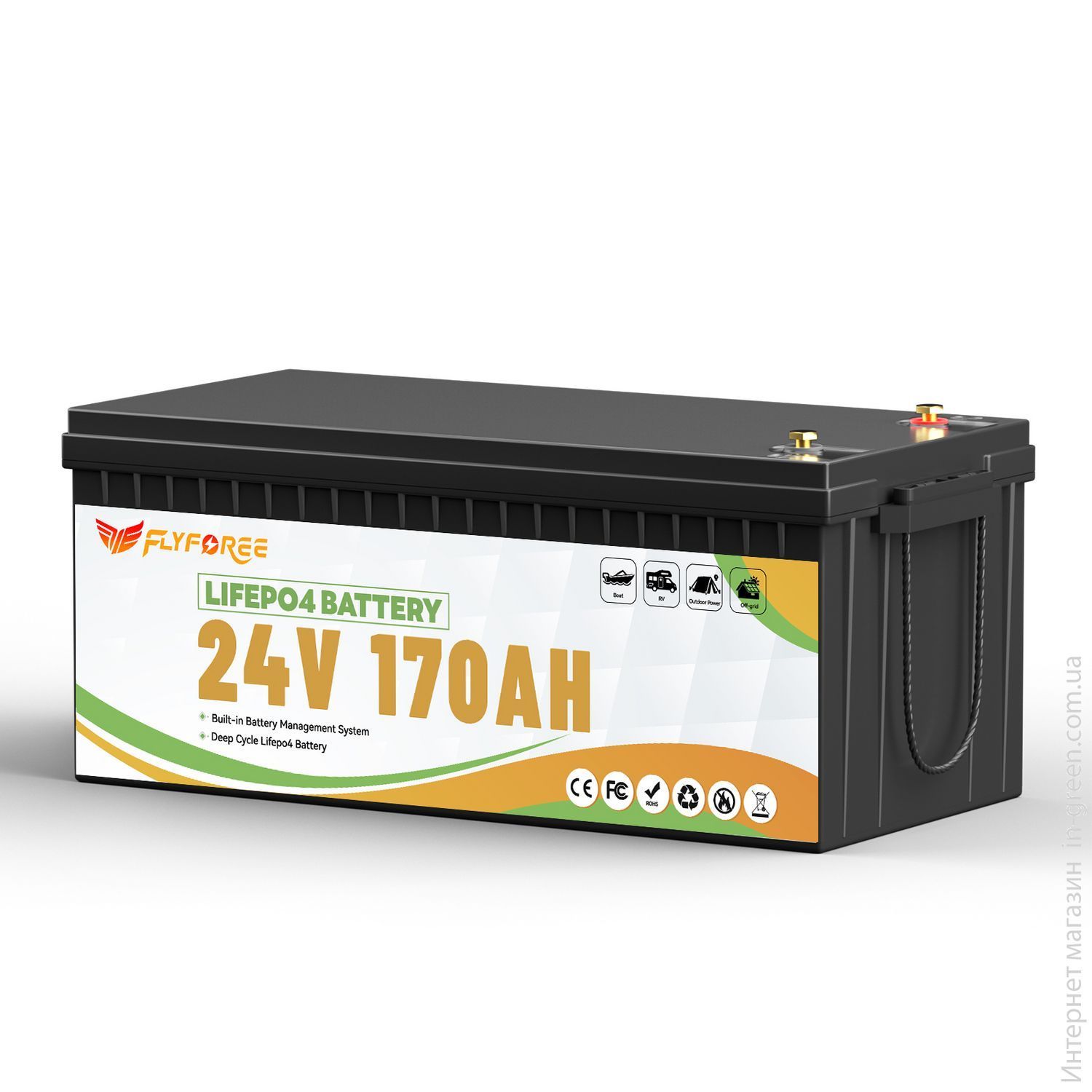 Акумулятор FLYFOREE LiFePO4 24V/170AH (4352W*h) Bluetooth 25.6V 170Ah купити в Україні